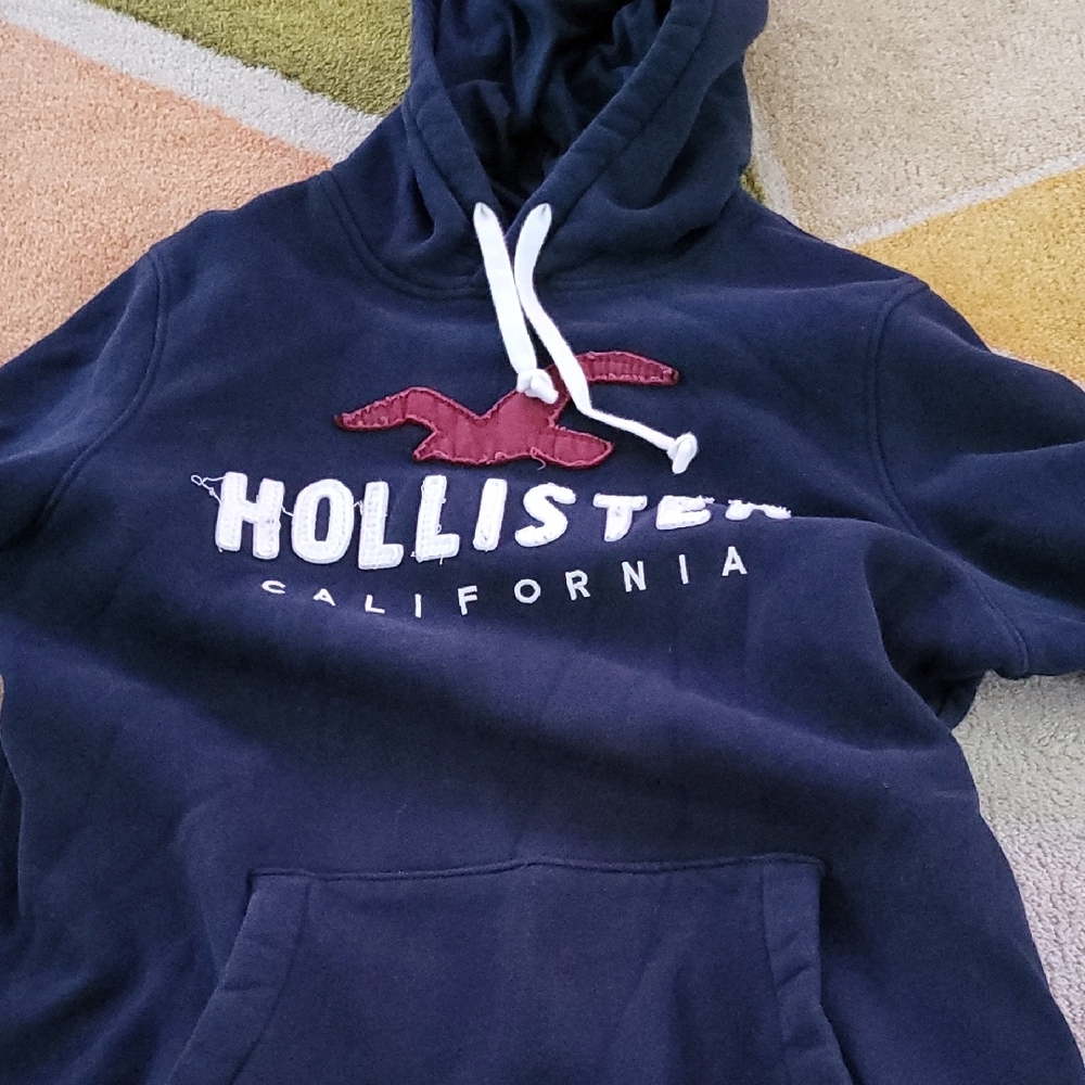 Hollister Men's Navy Blue Hoodie